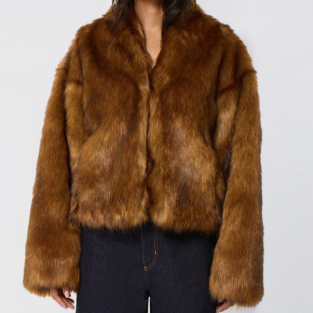 KHY- brand new sold out Faux Fur Jacket in Brown